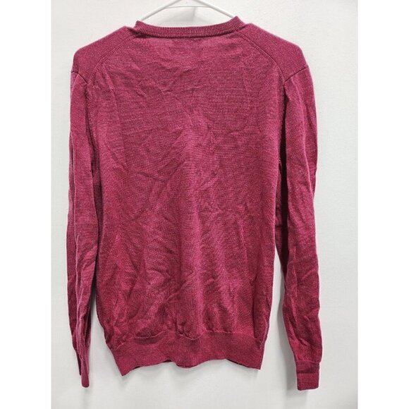 Joseph Abboud Mens Extra Fine Merino Wool Sweater Large Maroon V-Neck Pullover - Picture 6 of 7